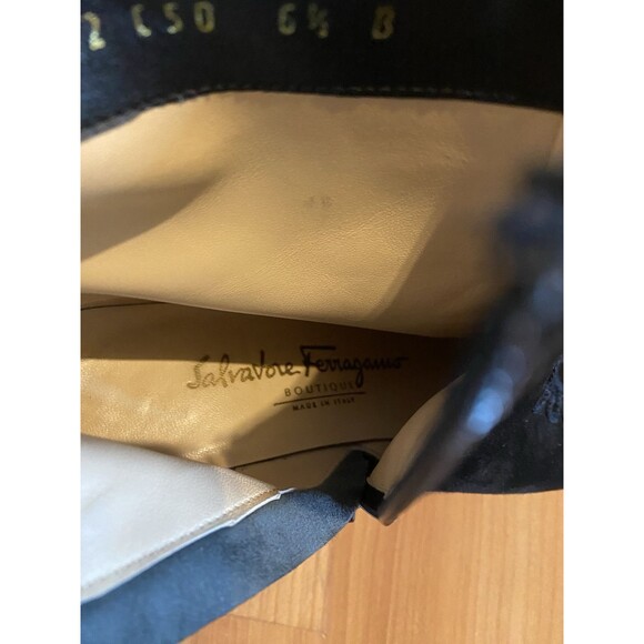 Salvatore Ferragamo Boutique Black Suede Boots Embroidered Ankle Size 6.5B - Picture 11 of 14